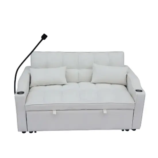 NicBex Loveseat Sofa with Pull-Out Bed Upholstered Velvet Sofa Couch with Side Pockets & Toss Pillows for Living Room,Apartment image {5}