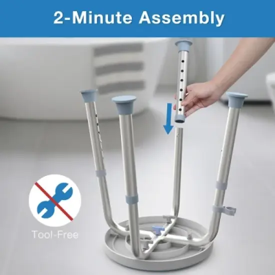 Swivel Shower Stool Bath Chair - Portable Shower Seat with 6 Adjustable Heights, Up to 300 lbs, Tool-Free Assembly, Shower Chair for Inside Shower image {6}