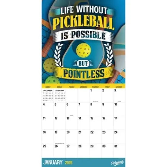 TF Publishing 13.5"x14.5" 2026 Pickleball is Life Wall Calendar image {5}