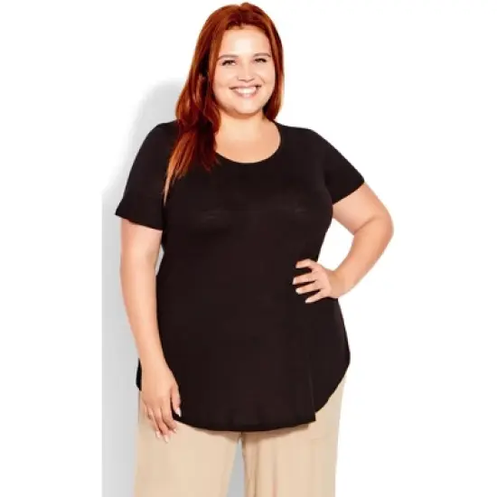 Women's Plus Size Slub Tee - black | EVANS image {7}