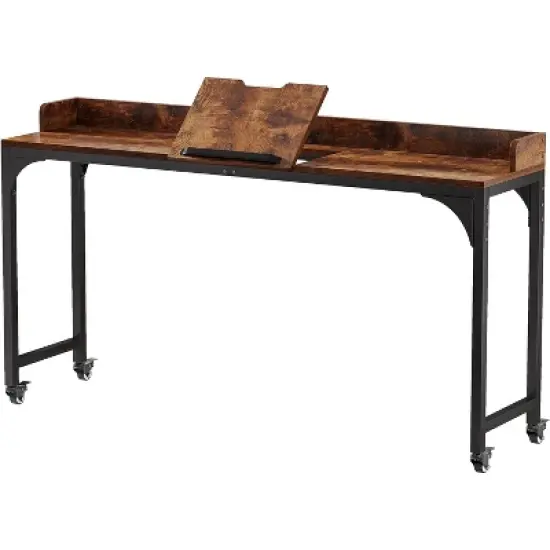 Tribesigns Queen Size Overbed Table, Over Bed Desk with Adjustable Tilt Stand, Mobile Laptop Cart Computer Desk for Home and Hospital image {9}