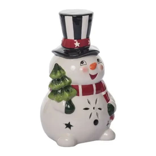 Transpac 8.5 in Holiday Nostalgic Snowman Decorative Object for Christmas Dolomite Home Decor image {2}