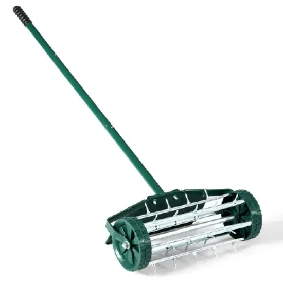 Costway 18-inch Rolling Lawn Aerator Rotary Push Tine Spike Soil Aeration W/Fender image {8}
