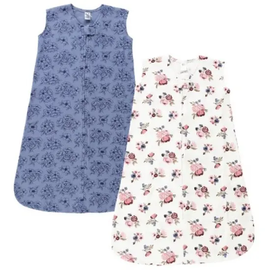 Hudson Baby Infant Girl Thermal Sleeveless Sleeping Bag 2pk, Dusty Rose Floral image {4}