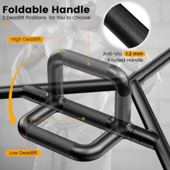 Costway Heavy Duty Olympic Hex Trap Bar w/ Flat or Raised Knurled Handles for Squats Black/Silver image {6}