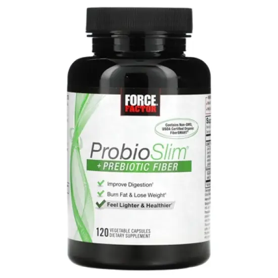 Force Factor ProbioSlim + Prebiotic Fiber Weight Loss Supplement for Women and Men, Probiotic and Prebiotic Digestive Health Support with Green Tea image {2}