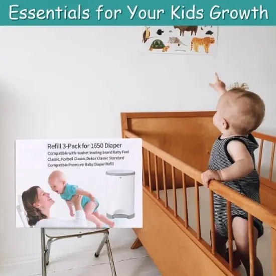 Itopfox 3-Pack Diaper Disposal Bags for 1650 Diapers, Lavender Scented, Fits DEKOR Classic Pails, Extra Thick & Leak-Proof image {3}