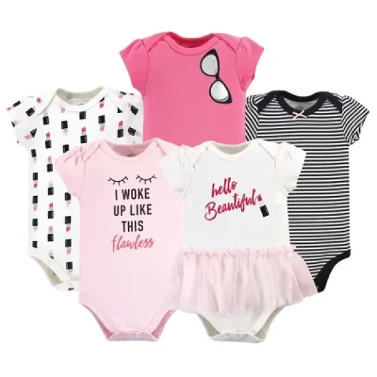 Little Treasure Baby Girl Cotton Bodysuits 5pk, Lipstick image {6}