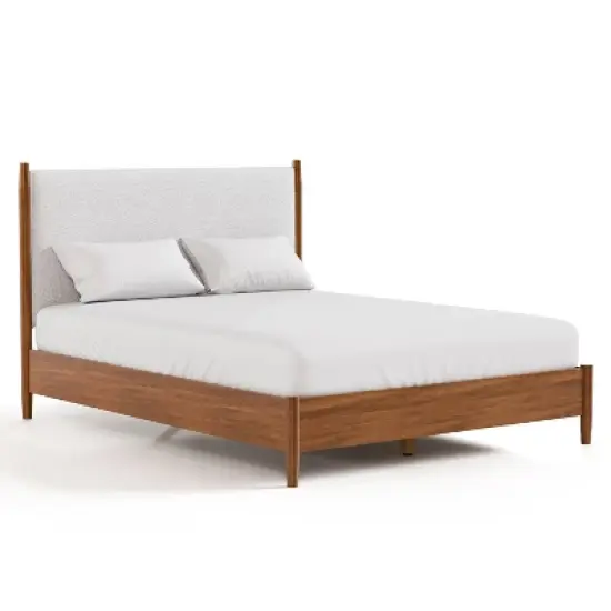 HOMES: Inside + Out 3pc King Riverstone Mid-Century Modern Boucle Bedroom Set with 2 Nightstands Walnut image {13}