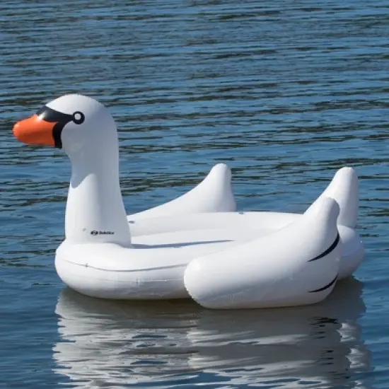 Solstice 116" Giant Inflatable Swan Shaped 4-Person Raft Island - White image {1}