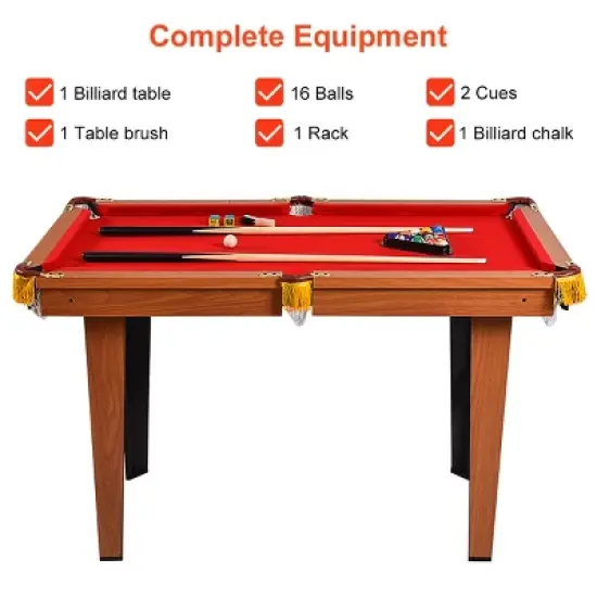 Costway 48'' Mini Table Top Pool Table Game Billiard Set Cues Balls Gift Indoor Sports image {8}
