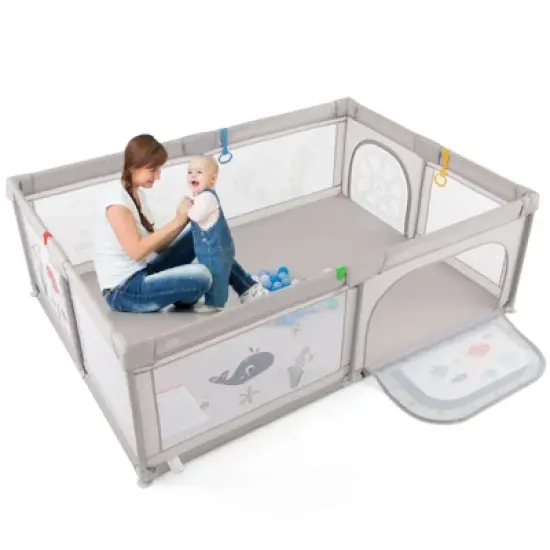 Infans Large Baby Playpen Kids Play Yard Activity Center 81" x 57.5" image {9}