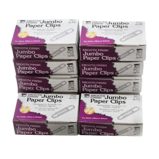 Charles Leonard Paper Clips, Jumbo Gem, Nickel Plated, Silver, 100 Per Box, 10 Boxes image {2}