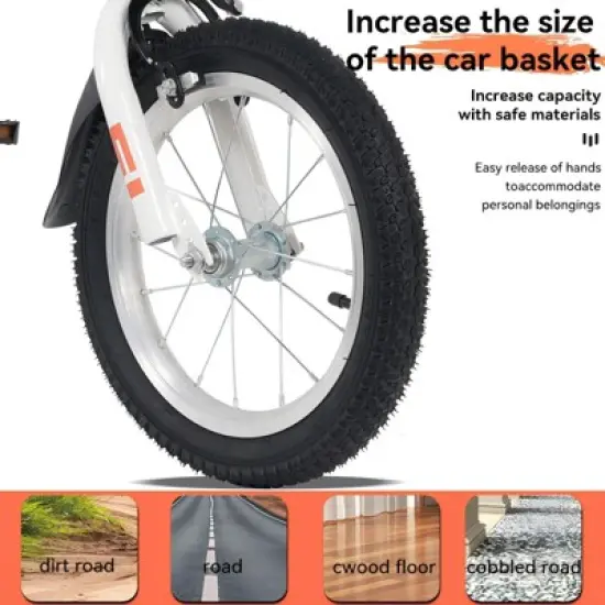 NicBex 16" Kids Bike with Detachable Training Wheels for Girls & Boys Aged 4-8,Height 41-53",Carbon Steel Frame,Heavy Duty Front Basket image {6}