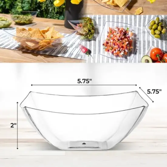 Posh Setting Square Fancy Clear Serving Bowl - 16 oz. - 4 Pack image {3}