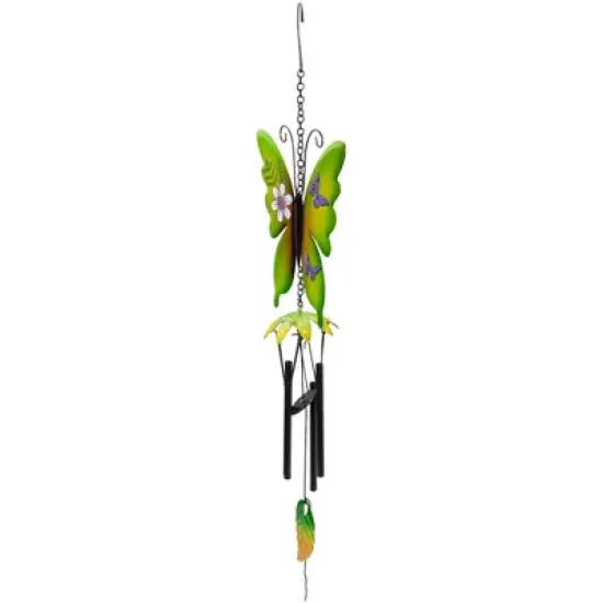 Northlight 15.75" Green Metal Butterfly Outdoor Garden Windchime image {3}