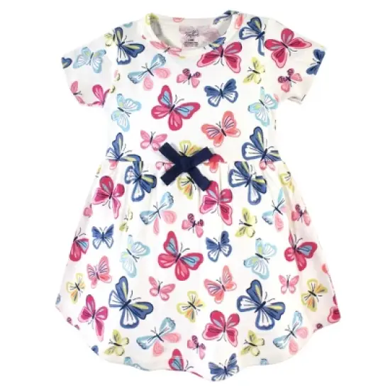 Touched by Nature Baby and Toddler Girl Organic Cotton Dress and Cardigan 2pc Set, Bright Butterflies image {2}