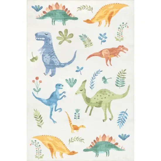 nuLOOM Eamon Dinosaur Machine Washable Kids Area Rug image {11}