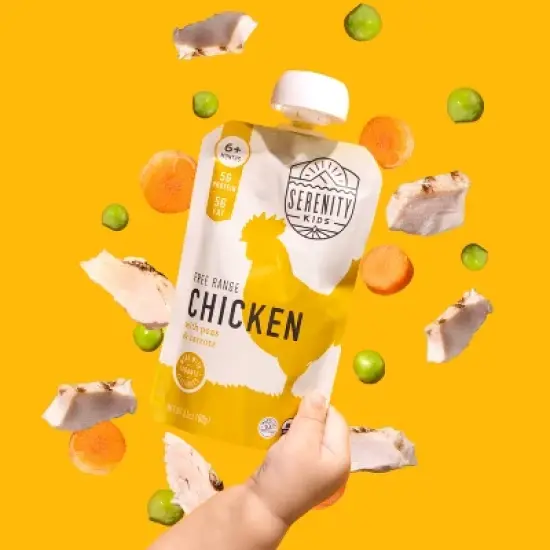 Serenity Kids Free Range Chicken with Organic Peas & Carrots Baby Food Pouch - 3.5oz image {6}