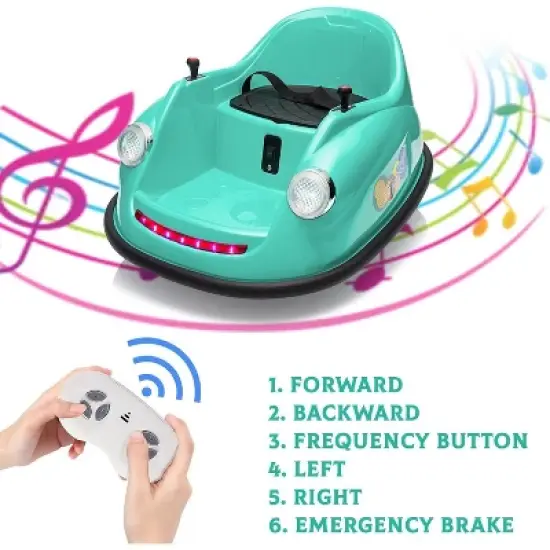 12V Kids Electric Bumper Car with 2.4G Remote Control, 360&deg; Spinning, Music & LED Lights, Safety Bumper for Ages 2-5 Years image {3}