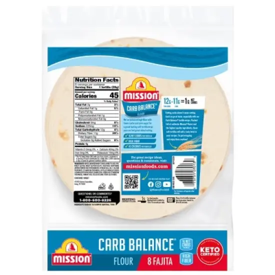 Mission Fajita Size Carb Balance Flour Tortillas - 8oz/8ct image {1}