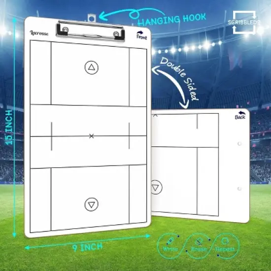 SCRIBBLEDO Lacrosse 15&rdquo;x9&rdquo; Dry Erase Coaching Clipboard image {1}