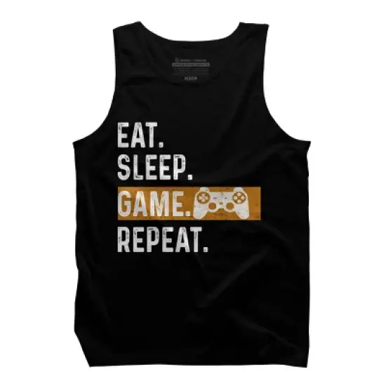 Men's Design By Humans Eat Sleep Game Repeat By MeowShop Tank Top image {2}