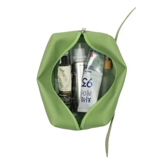 Big Face Grogu with Applique Ears on Green PU Cosmetic Bag image {3}