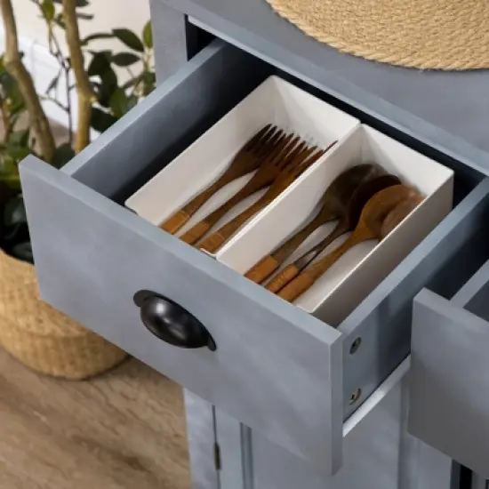 HOMCOM Sideboard Buffet Cabinet with Storage Drawers Adjustable Shelves Countertop Dining Room Cabinet Kitchen Buffet Living Room Furniture Gray image {4}