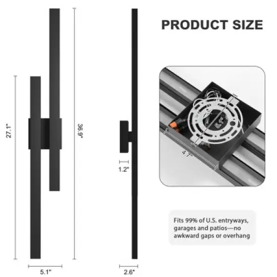 LamQee 37" Long Outdoor Wall Lights LED Modern Exterior Lighting Fixtures Outdoor Light Fixtures Black image {10}
