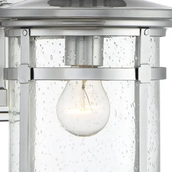 Franklin Iron Works Callaway Modern Industrial Outdoor Wall Light Fixture Chrome 14 1/2" Clear Seedy Glass for Post Exterior Barn Deck House Porch image {2}