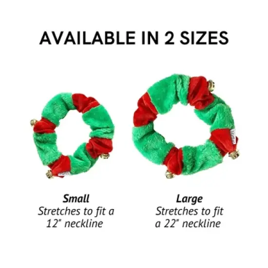 Midlee Red/Green Christmas Plush Bell Collar image {5}