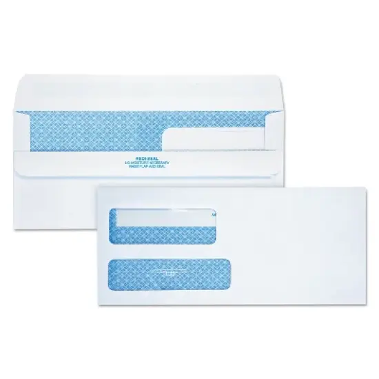 Quality Park Redi-Seal Envelope Security #9 Double Window Contemporary White 250/Carton 24519 image {3}