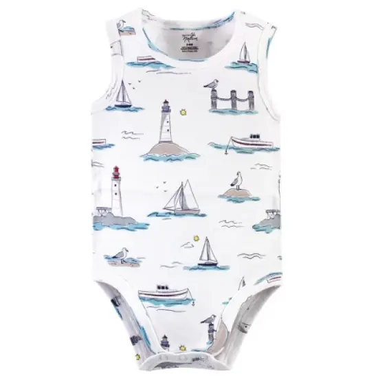 Touched by Nature Baby Boy Organic Cotton Bodysuits 5pk, Seagull image {4}