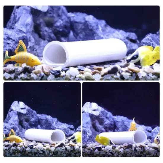Unique Bargains Hiding Rock Small Fish Aquarium Decorations Ceramic Cave White 5.39"x1.85"x1.34" 1 Pc image {4}