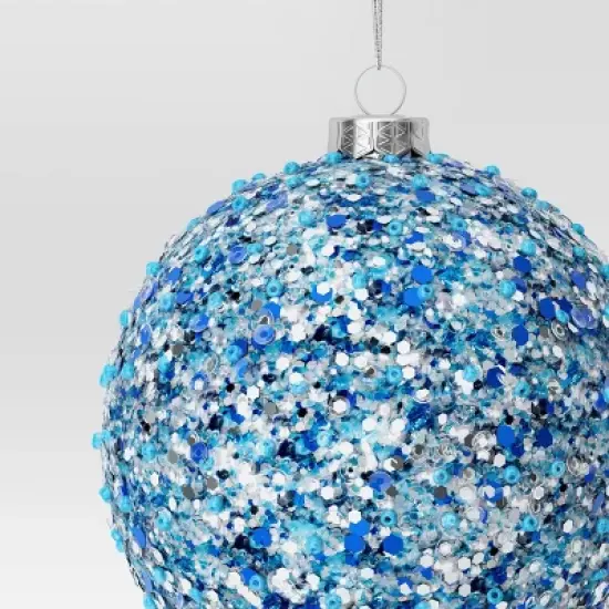 4" Christmas Chunkey Glitter Ball Ornament Dark Blue - Wondershop&trade; image {2}