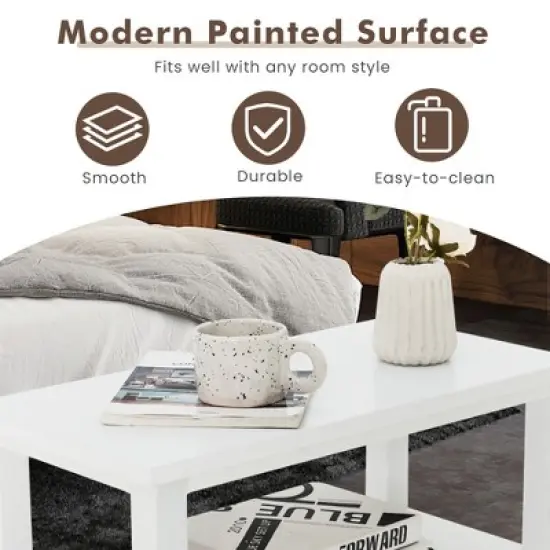 Tangkula 2PCS Nightstand Side End Sofa Table w/ 2 Drawers for Living Room Bedroom White image {5}