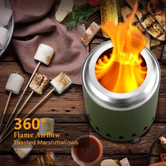 ZAFRO Tabletop Fire Pit 5.5" with Stand, Smokeless Firepit Outdoor, 304 Stainless Steel Small Table Top Stove Fueled by Pellets Or Wood image {6}