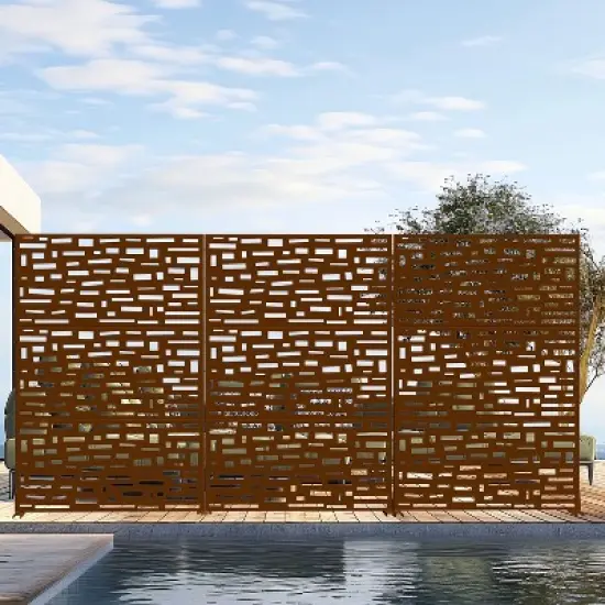 PexFix 72 in. H x 47 in. W Outdoor Metal Privacy Screen Bricks Pattern in Brown image {2}