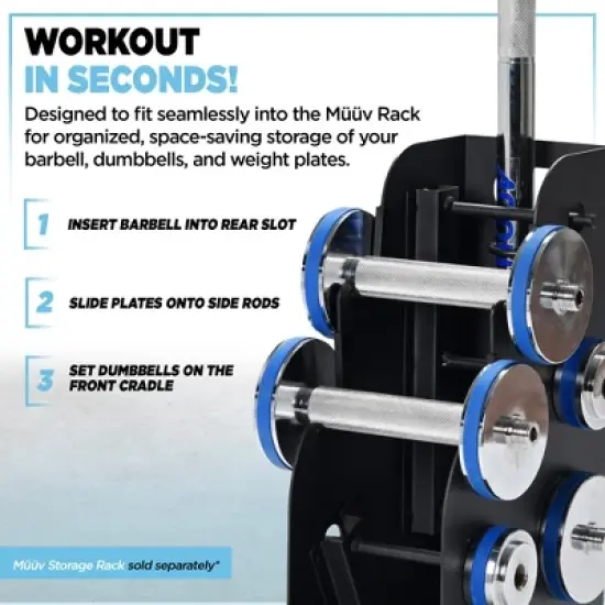 Stamina Products m&uuml;&uuml;v Adjustable Barbell Set, 2-in-1 Dumbbell System for Home Gyms with Plates and Handles, Compact Strength Straining Equipment image {3}