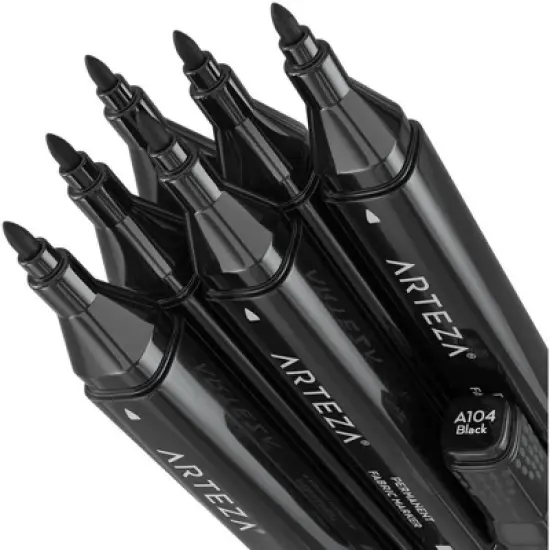 Arteza Fabric Markers, Black - 6 Pack image {2}