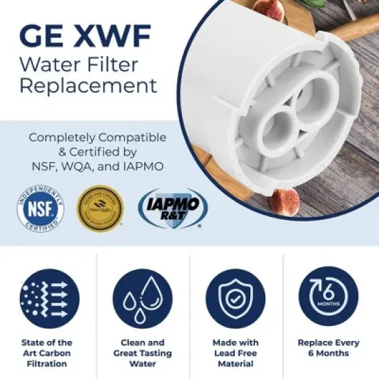PureLine GE XWF Replacement Refrigerator Water Filter, Compatible with WR17X30702 (3 Pack) image {3}