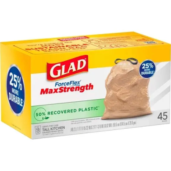 Glad ForceFlex MaxStrength Recovered Plastic Trash Bag - 13 Gallon/45ct image {2}