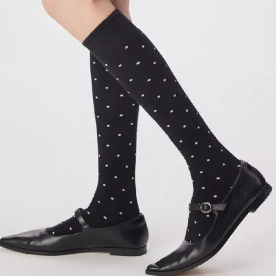 Anna-Kaci Women's 2-Pair Knee-High Socks with Classic Polka Dot Pattern Soft Stretch Fabric Perfect for Gifting and Everyday Wear image {1}