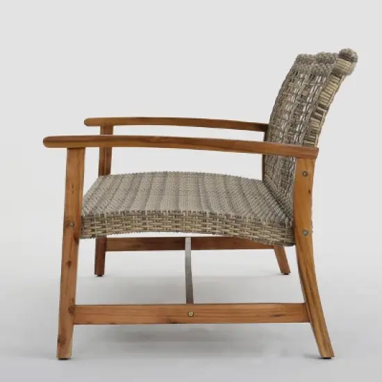 Hampton Wicker Loveseat - Natural/Gray - Christopher Knight Home image {6}