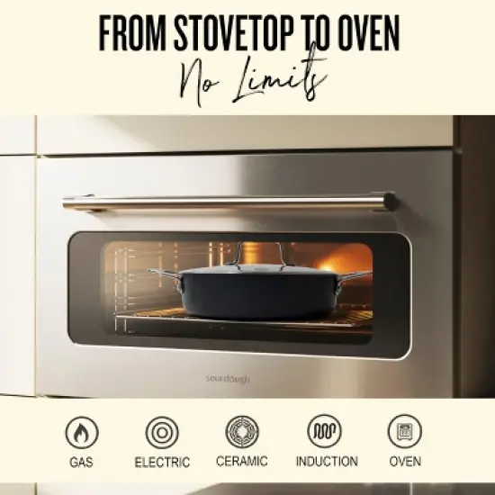 Alva Maestro 3.5 Qt. Nonstick Saut&eacute; Pan Skillet with Lid, Non-Toxic PFAS Free, Compatible with All Stovetops, Oven Safe & Induction Safe &ndash; 9.5&rdquo; image {4}