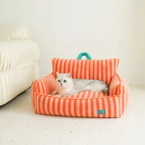 ZEZE Striped Furniture Style Sofa Cat Bed image {4}
