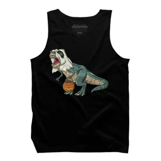 Men's Design By Humans Trex Ghost Costume Design Funny Halloween Dinosaur By Threadlets Tank Top image {4}