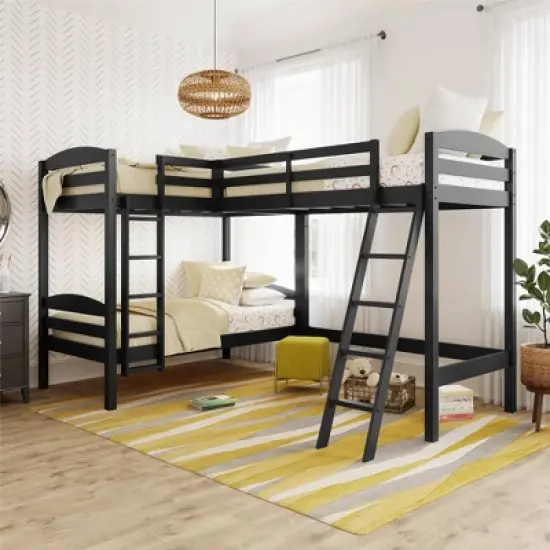 Twin Veronica Triple Wood Bunk Bed - Room & Joy image {1}