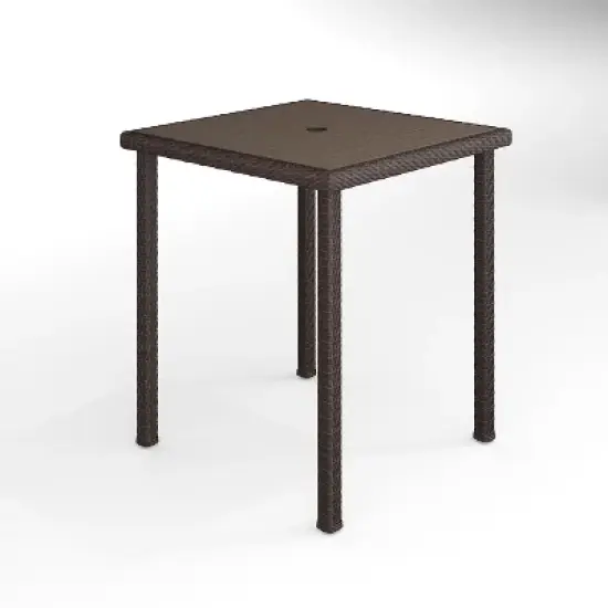 Martha Stewart Bedford Indoor-Outdoor Patio Bar Height Table with Engineered Wood Top in Rattan Wicker image {10}